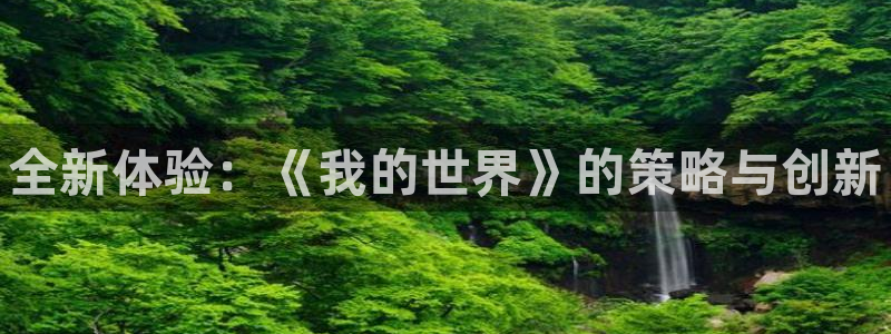 新宝GG平台招商：全新体验：《我的世界》的策略与创新